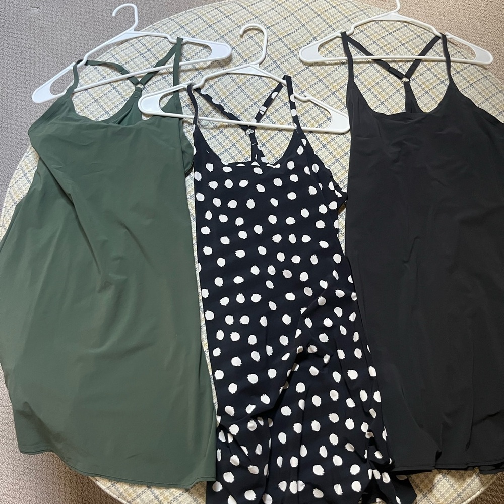 Outdoor Voices Dresses in Green, Black, and Polka Dot- Size Small, Bundle of 3
